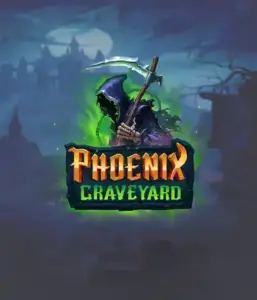 ELK Studios' Phoenix Graveyard game screen, showcasing the mystical graveyard and the legendary phoenix rising from the ashes. The visual highlights the slot's dynamic reel expansion mechanism, enhanced by its stunning symbols and supernatural theme. It vividly depicts the game's legend of the phoenix's revival, making it enticing for those interested in legends.