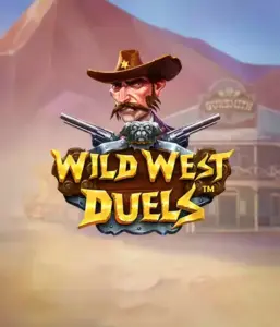  Step into the rugged world of "Wild West Duels" by Pragmatic Play, featuring a gritty gunslinger ready for a showdown. The image features a fierce cowboy with crossed pistols, set against a dusty Western town. His sharp gaze and detailed attire embody the spirit of the Old West. The game's title is clearly displayed in a rustic font, adding to the exciting theme. 